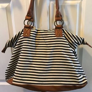 Forever 21 weekend bag. Navy and white striped.